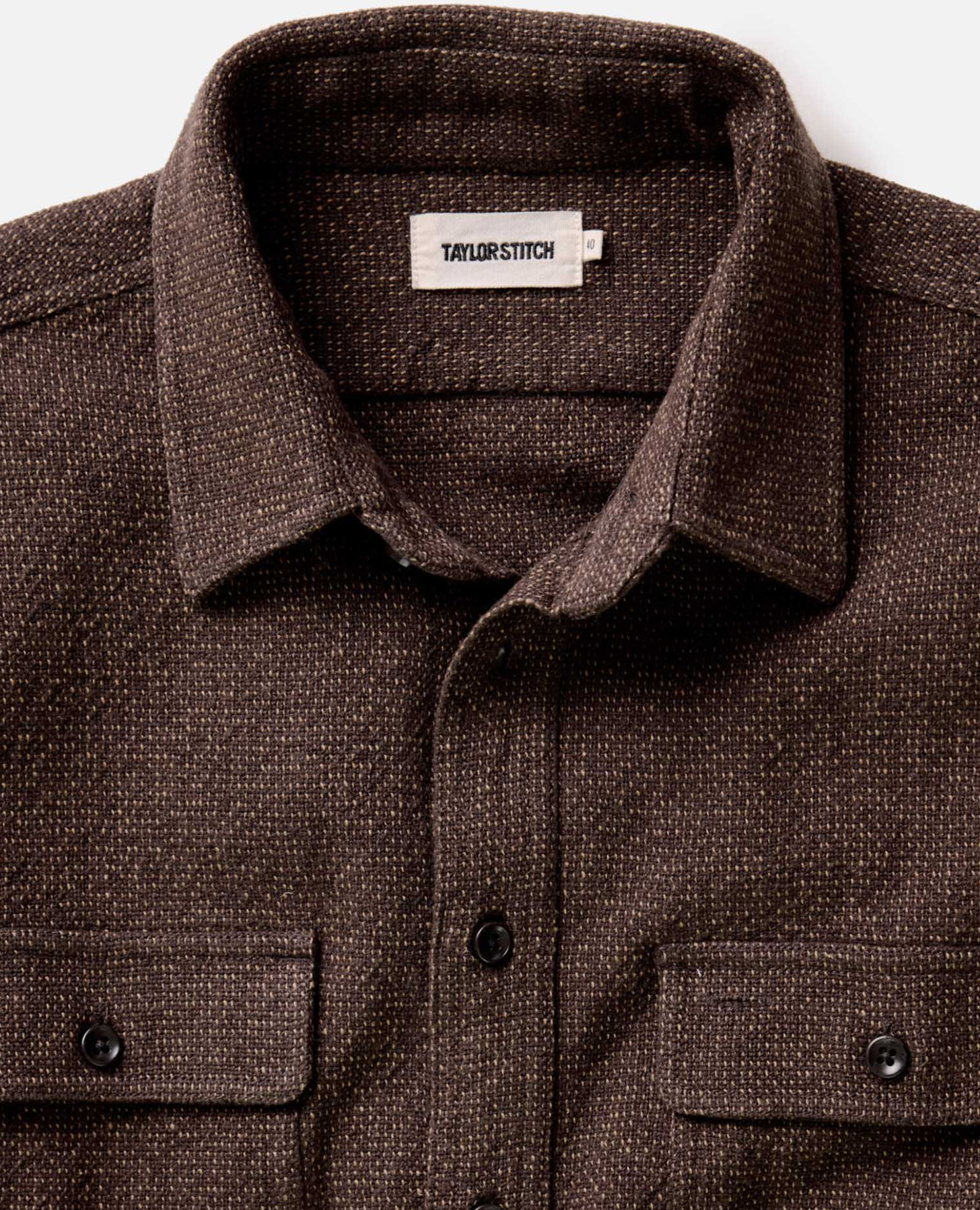 Taylor Stitch- The Ledge Shirt in Black Coffee Linen Tweed