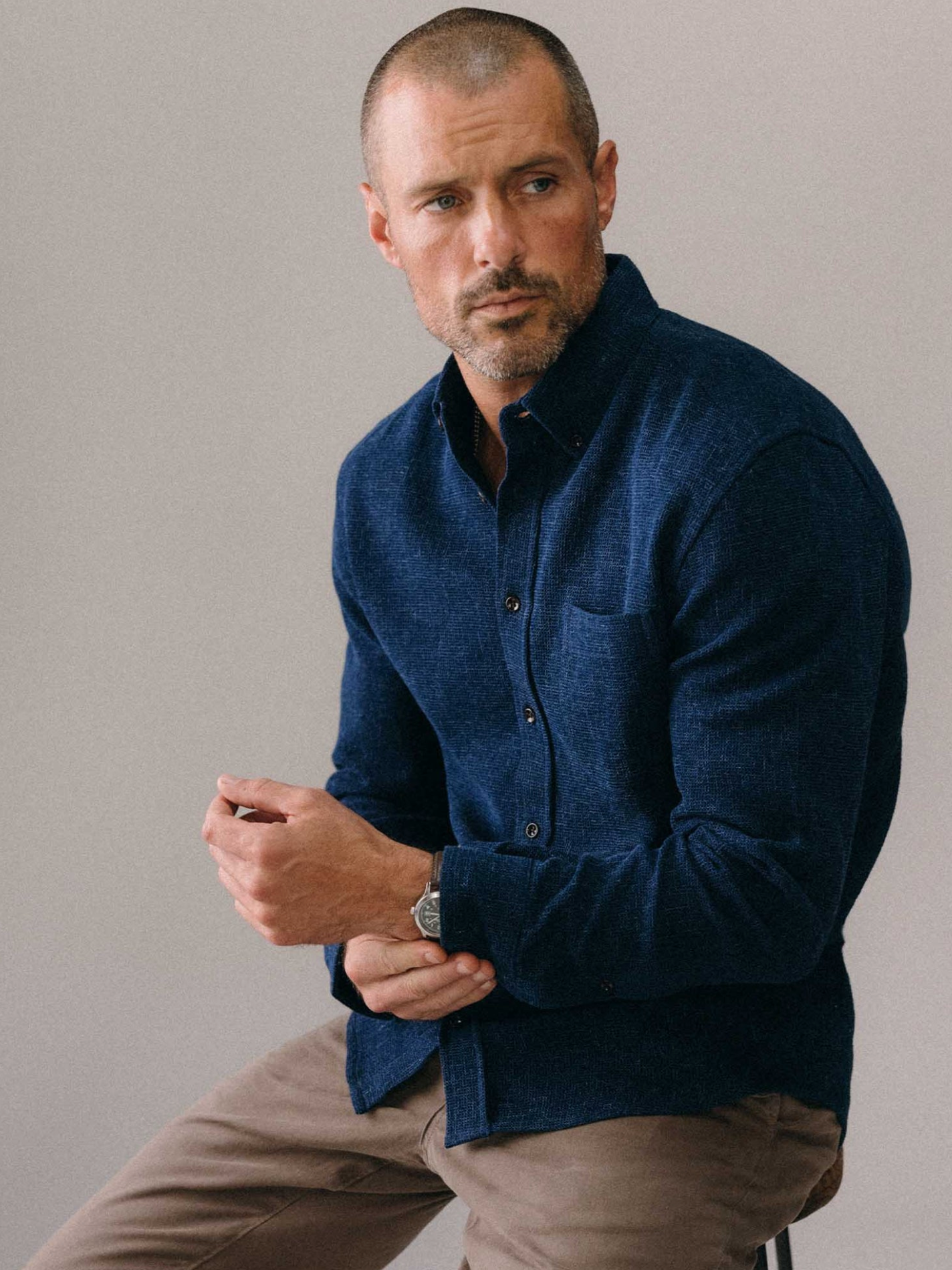 Taylor Stitch- The Jack in Rinsed Indigo Waffle