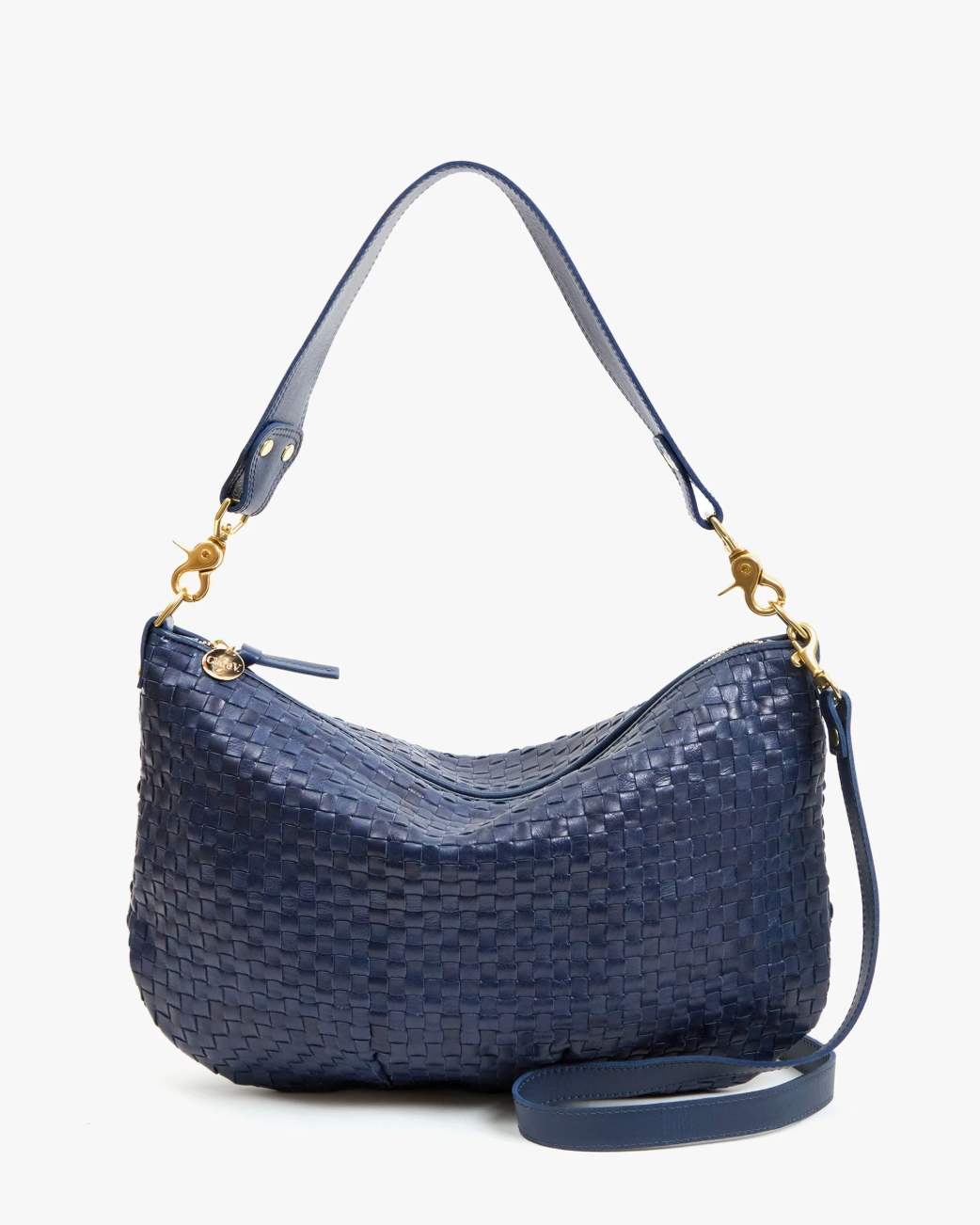 Clare V. Moyen Messenger Bleu Marine Woven Checker