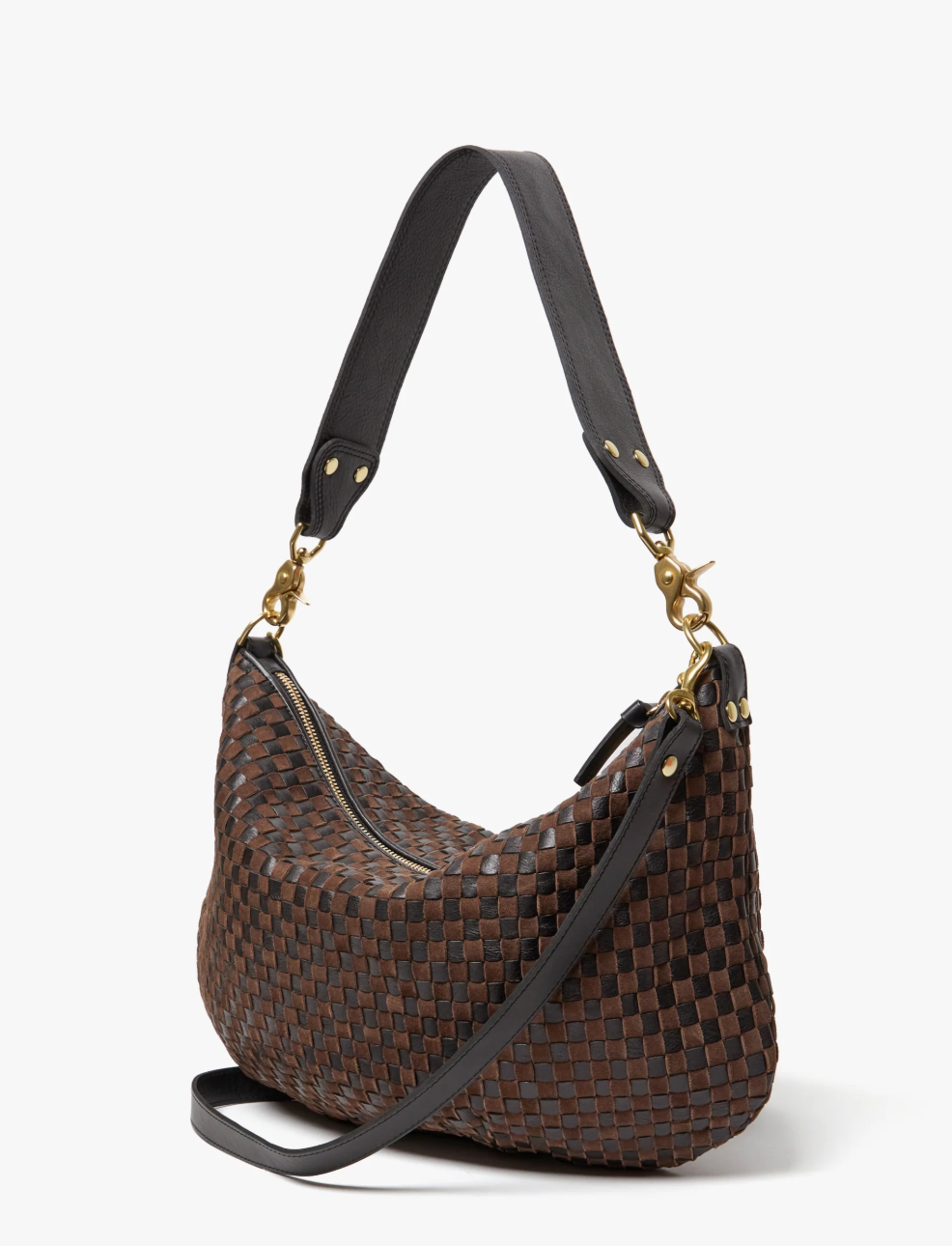 Clare V. Moyen Messenger Black/Chocolate Woven Checker