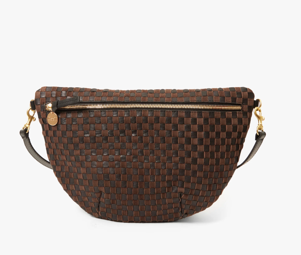 Clare V. Grande Fanny Black/Chocolate Woven Checker