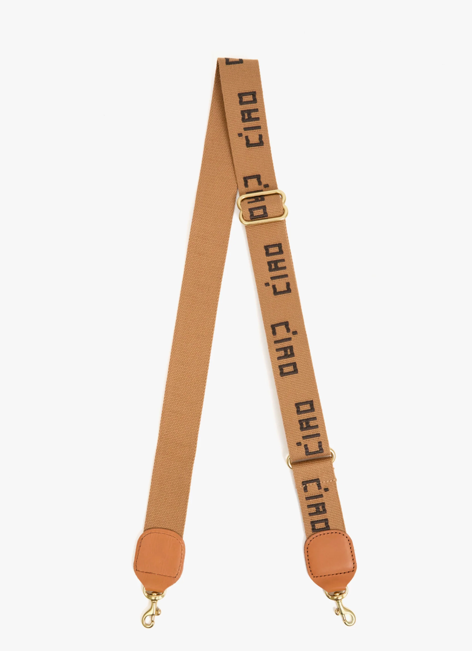 Clare V. Adjustable Crossbody Strap Tan w/ Chocolate Ciao