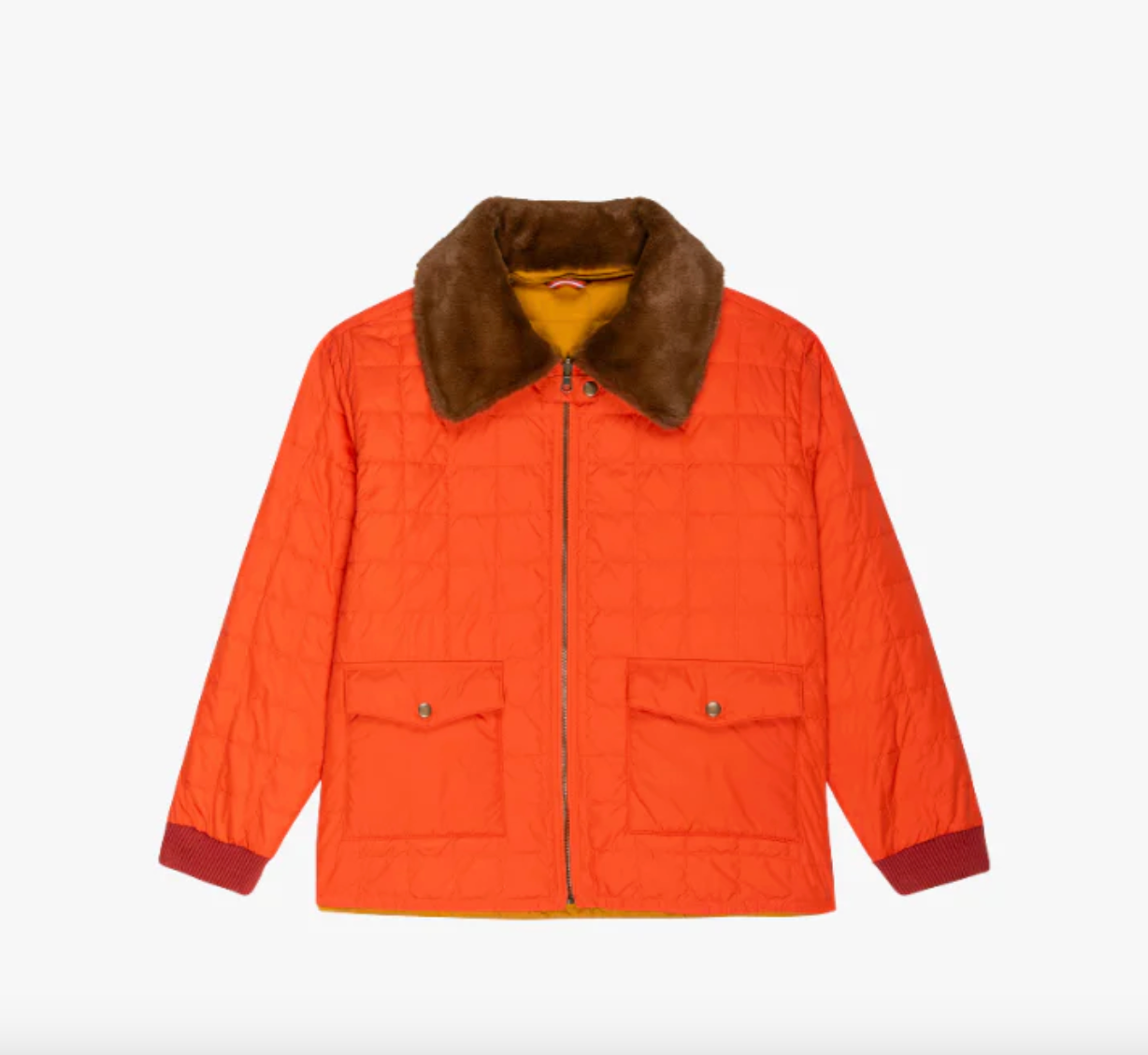 The Great outdoors- The Reversible Logger Puffer in Poppy and Amber
