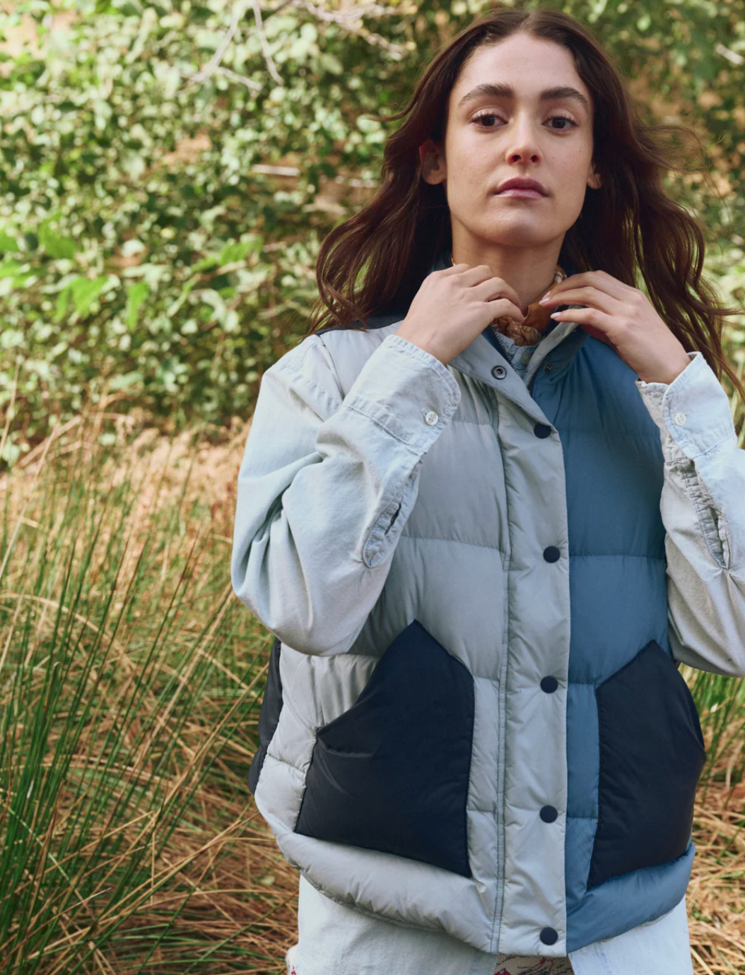 The Great Outdoors. The Polar Vest in Navy Colorblock.