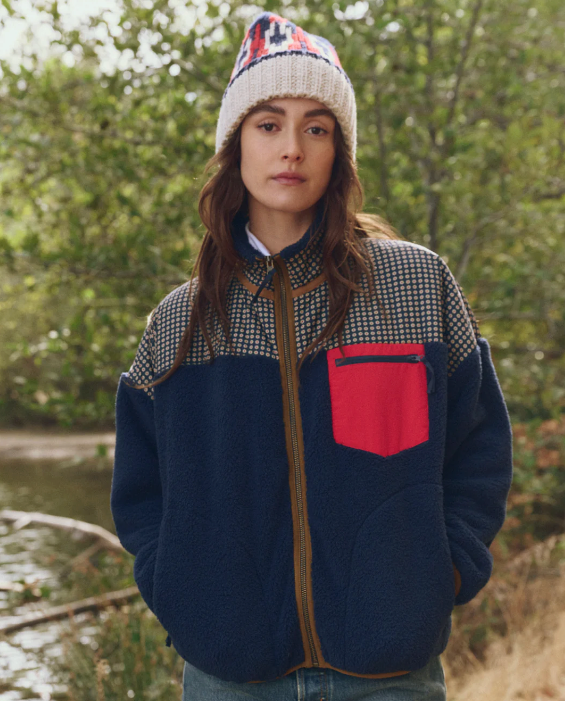 The Great Outdoors. The Plush Terrain Full Zip in Mini Frosted Daisy & Navy