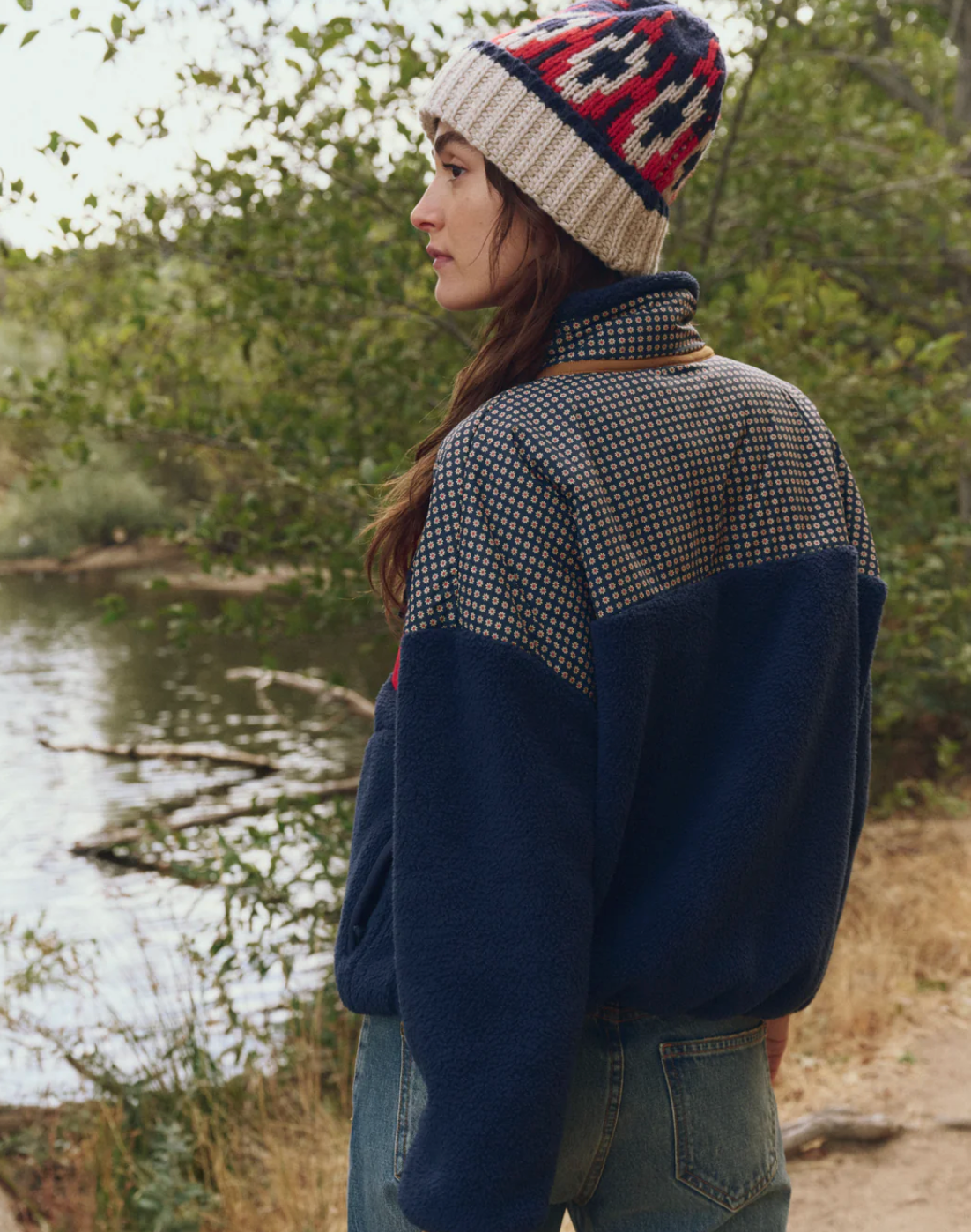 The Great Outdoors. The Plush Terrain Full Zip in Mini Frosted Daisy & Navy