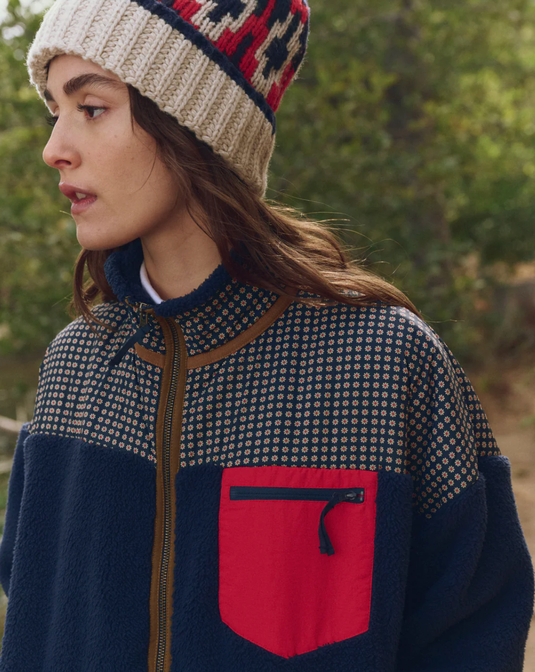 The Great Outdoors. The Plush Terrain Full Zip in Mini Frosted Daisy & Navy