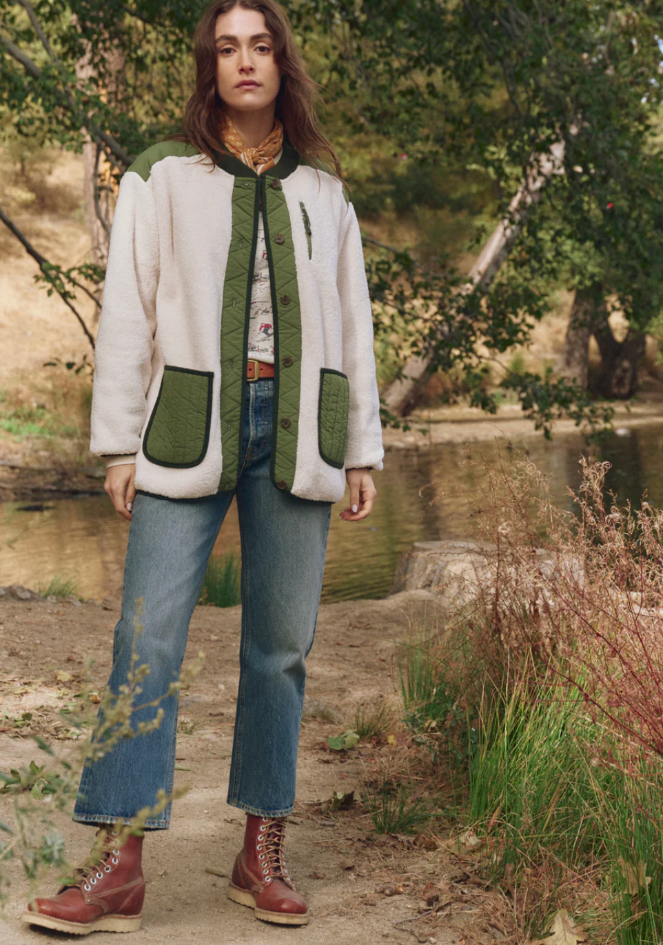 The Great Outdoors. The Plush Tundra Jacket in Cream and Army