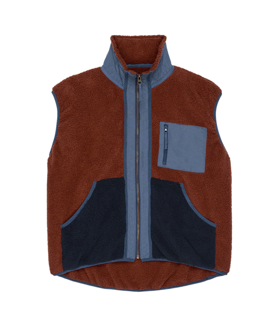 The Great Outdoors. Plush Tundra Vest in Chocolate & Navy