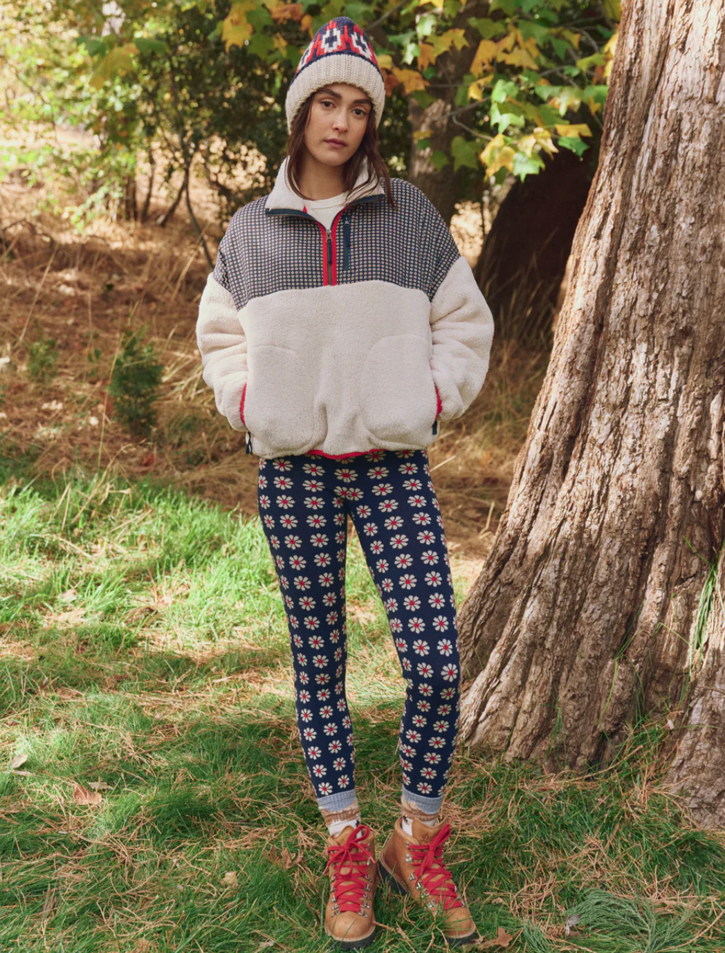 The Great Outdoors. The Print-Mix Plush Terrain Half-Zip in Mini Frosted Daisy & Cream