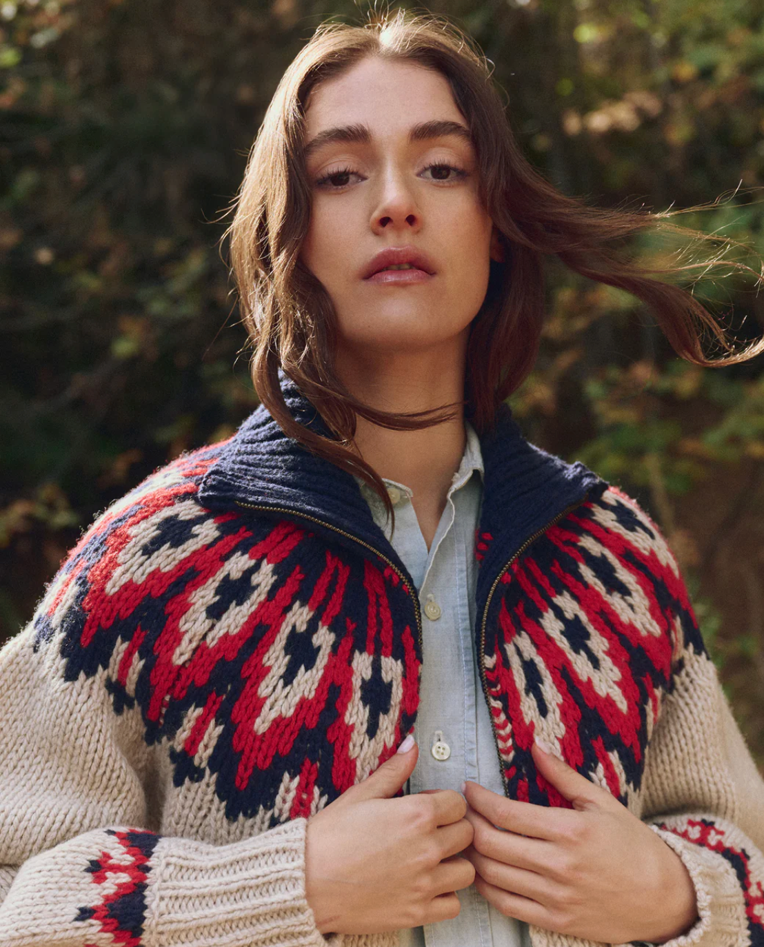 The Great Outdoors. The Nordic Sweater in Glacier Fair Isle