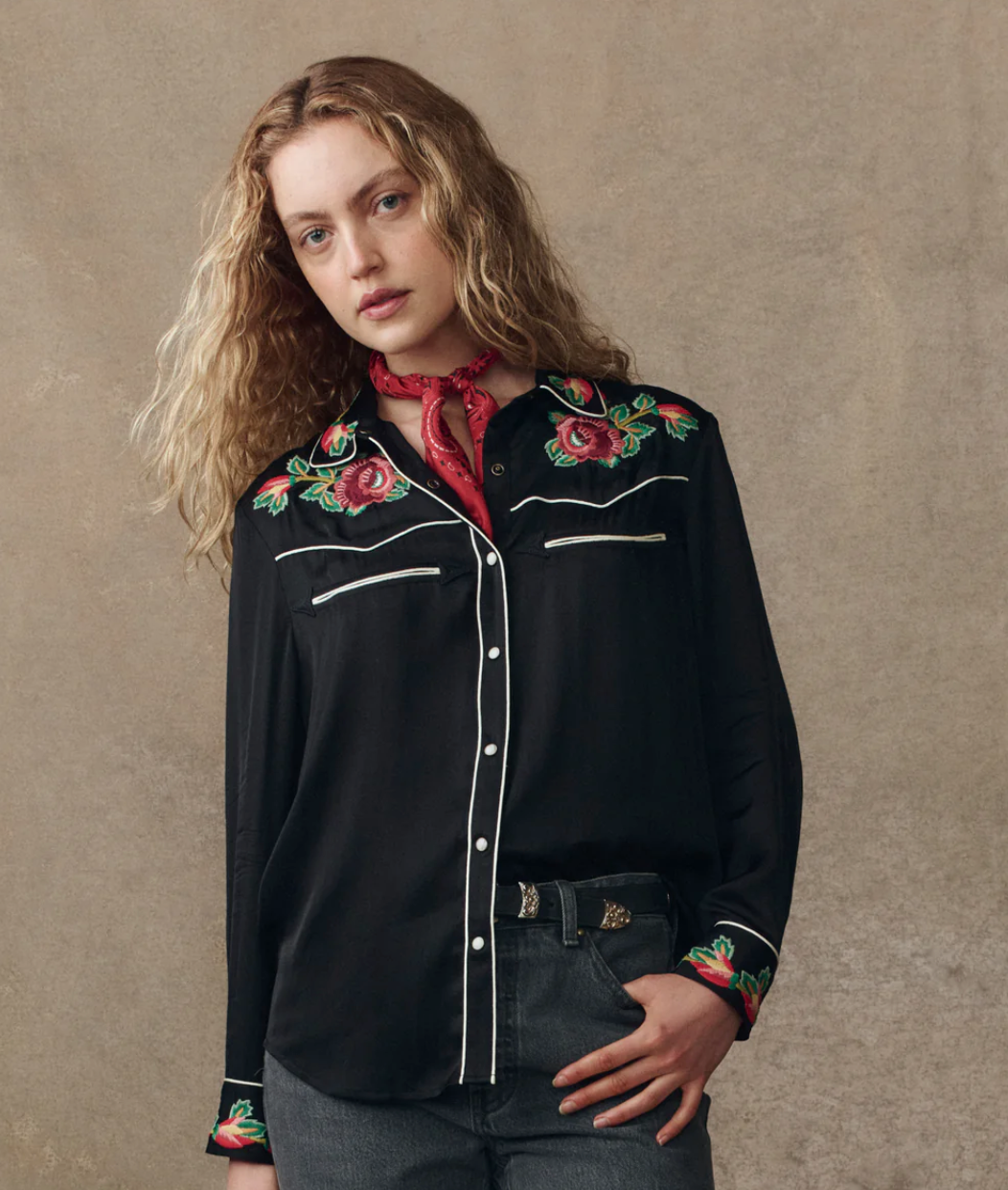 The Great. The Heirloom Rose Western Shirt.
