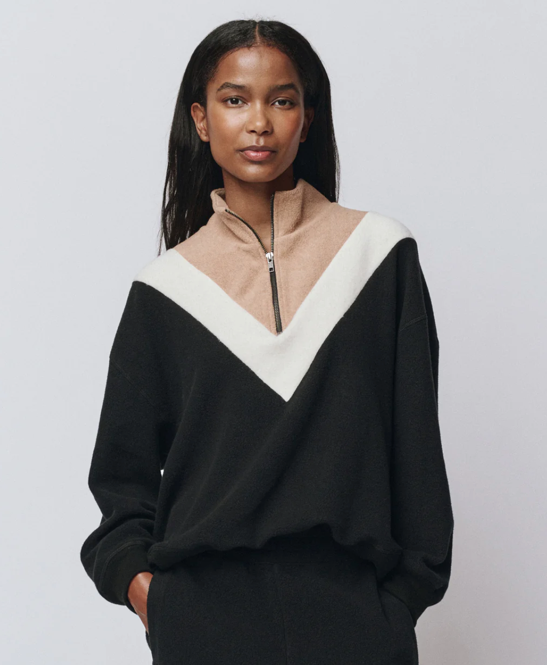 The Great. The Colorblock Plush Chalet Sweatshirt