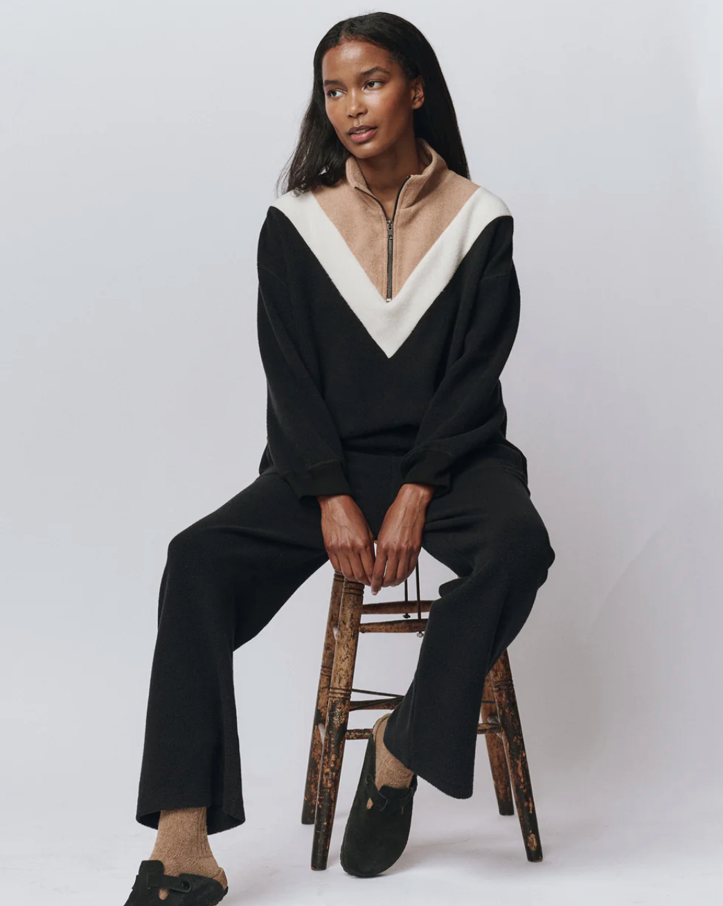 The Great. The Colorblock Plush Chalet Sweatshirt