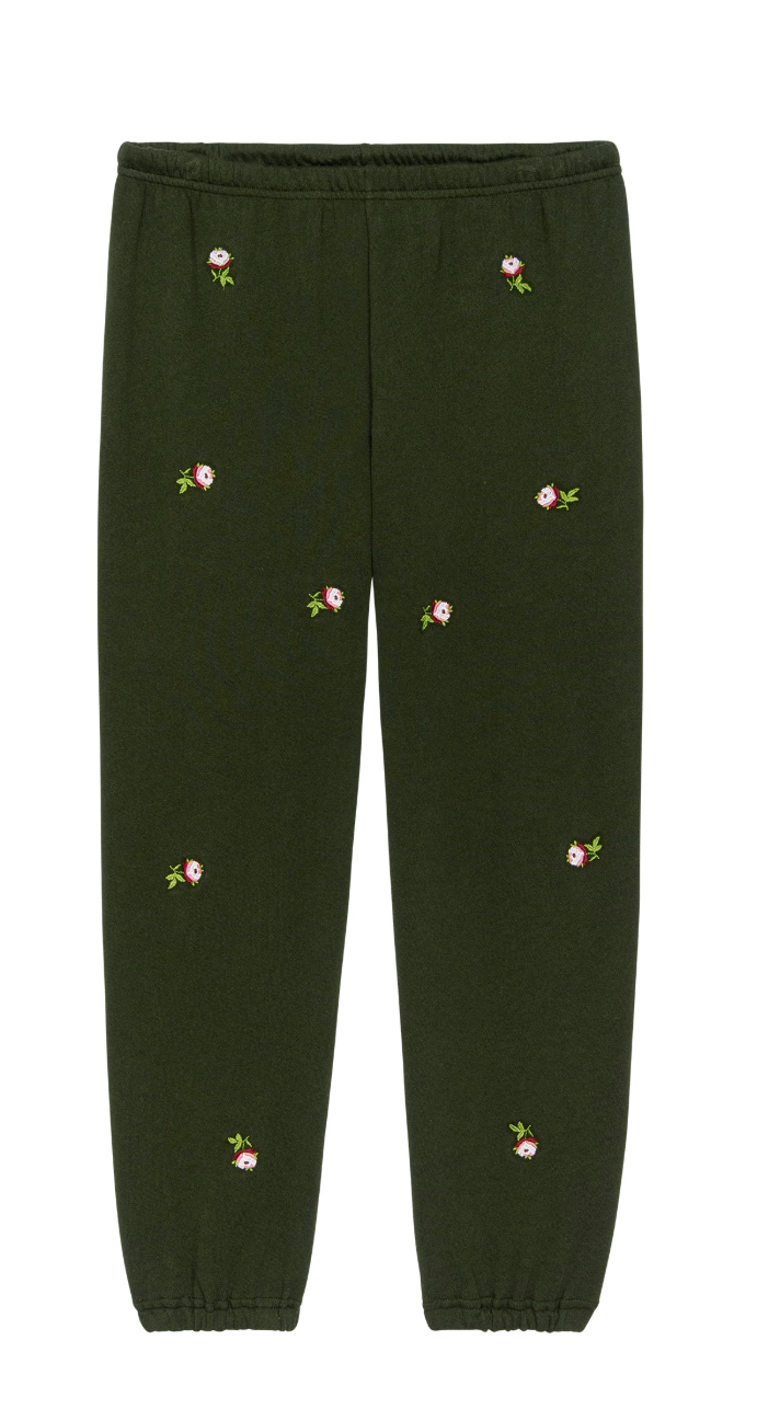 The Great. The Stadium Sweatpant with Embroiderd Roses