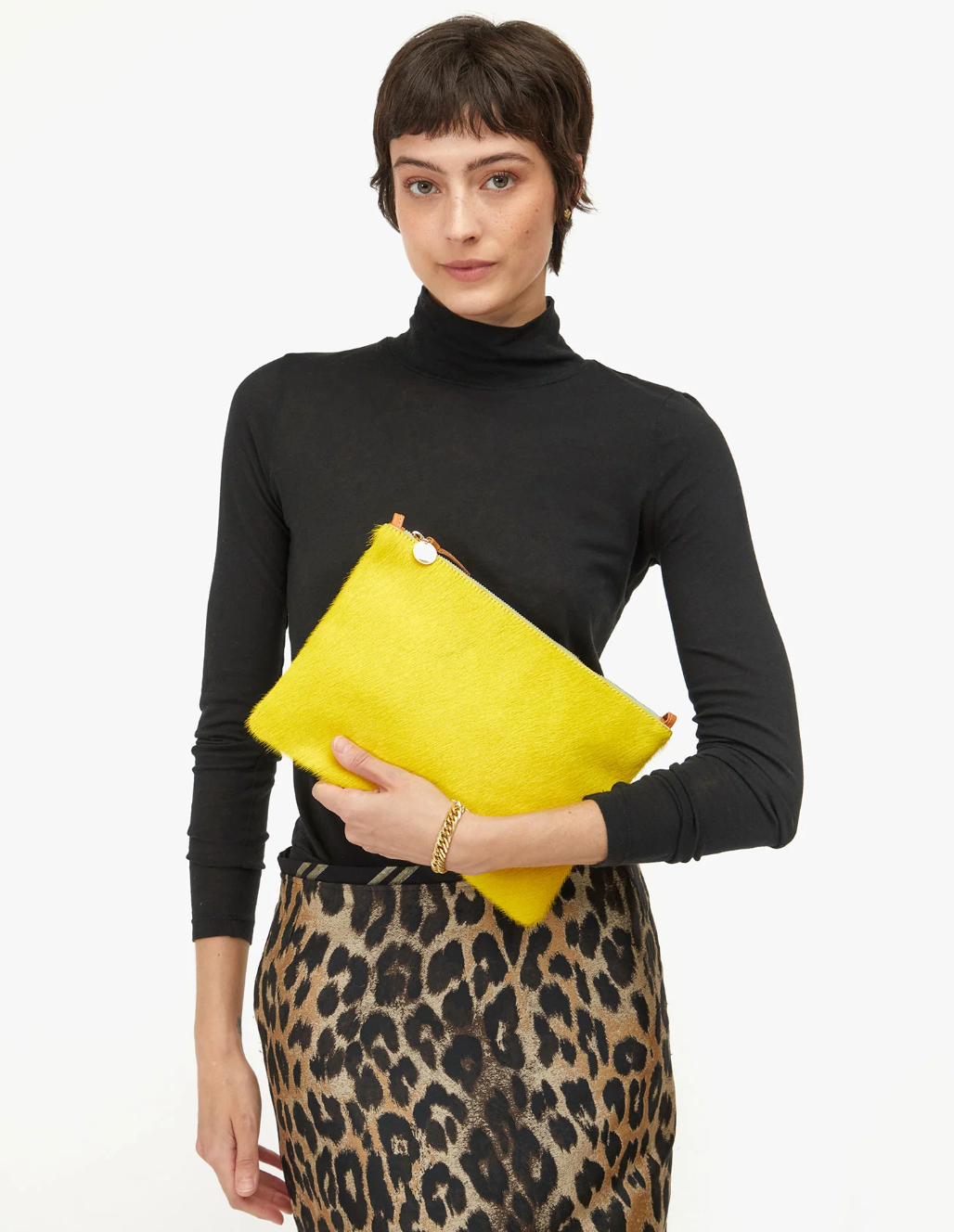 Clare V. Flat Clutch w/ Tabs- Citron
