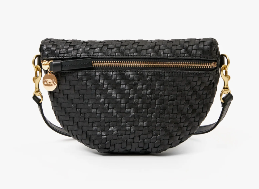 Clare V. Petite Fanny  Woven Zig- Zag Black