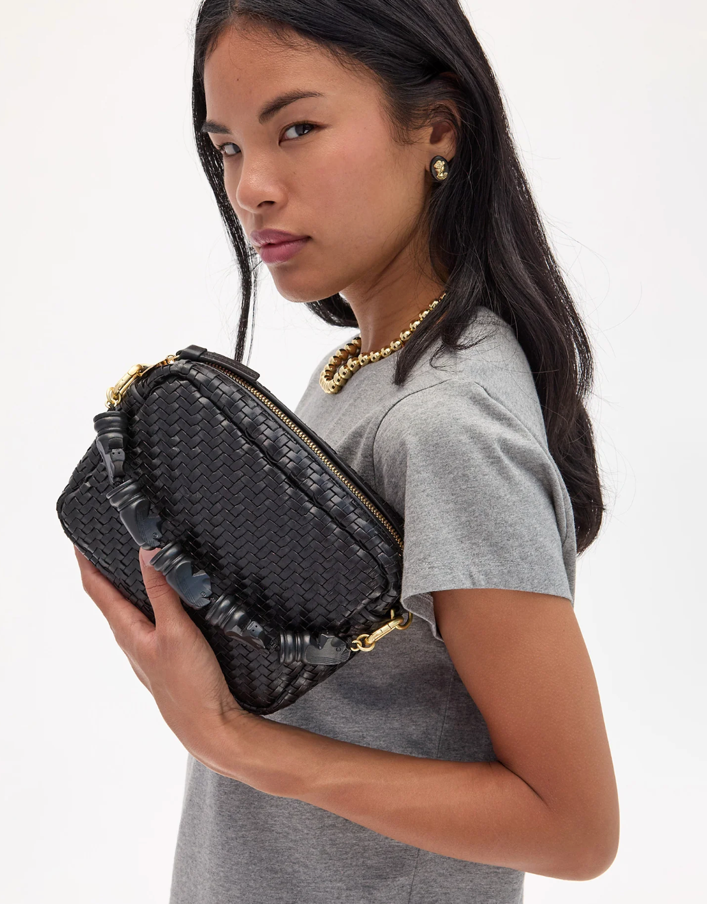 Clare V. Top Handle Strap- Black Knights