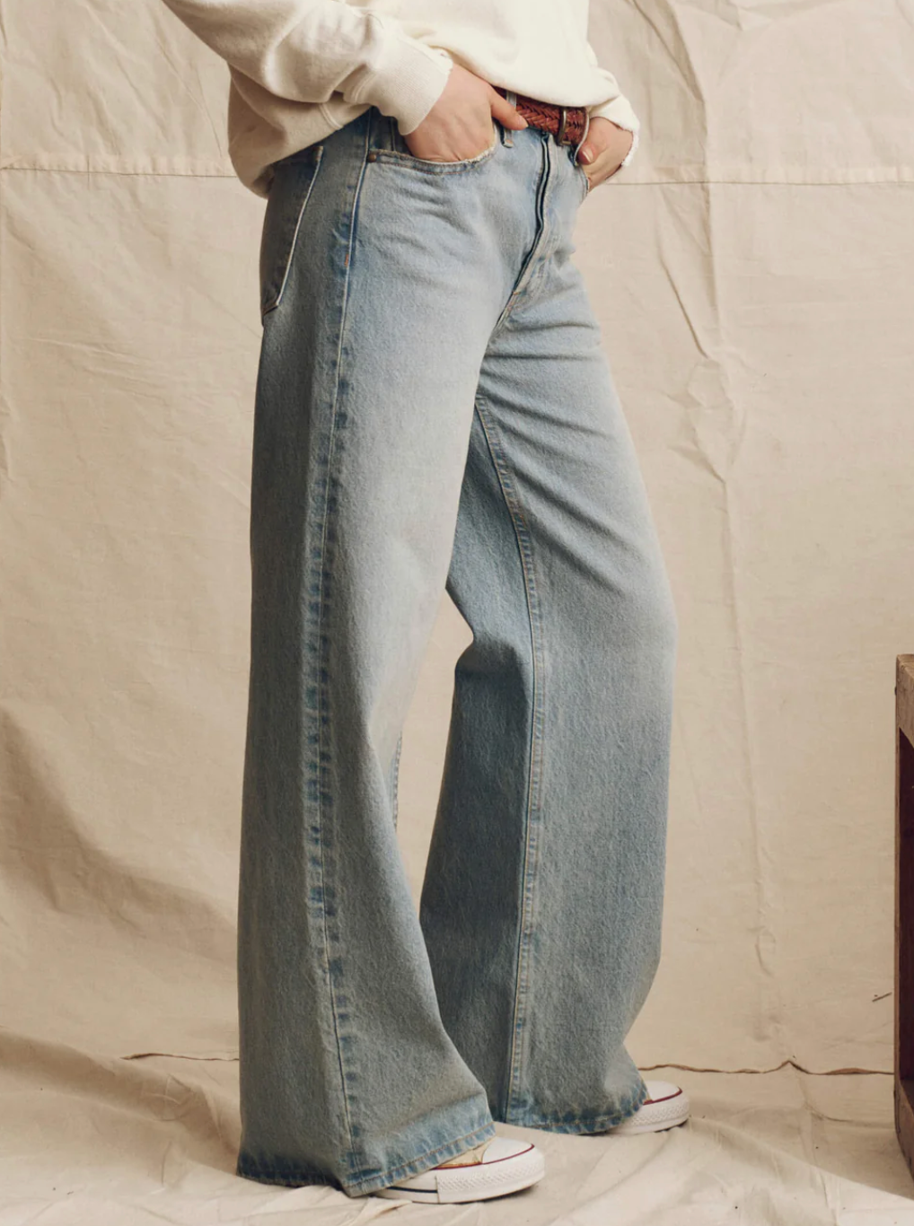 The Great. The Slouch Wide Leg- Tidal Wash