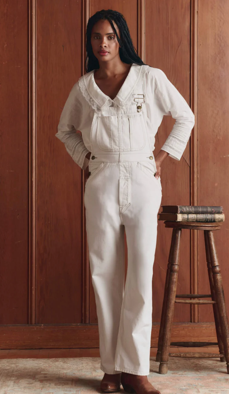 The Great. The Union Slim Overall in Wash White