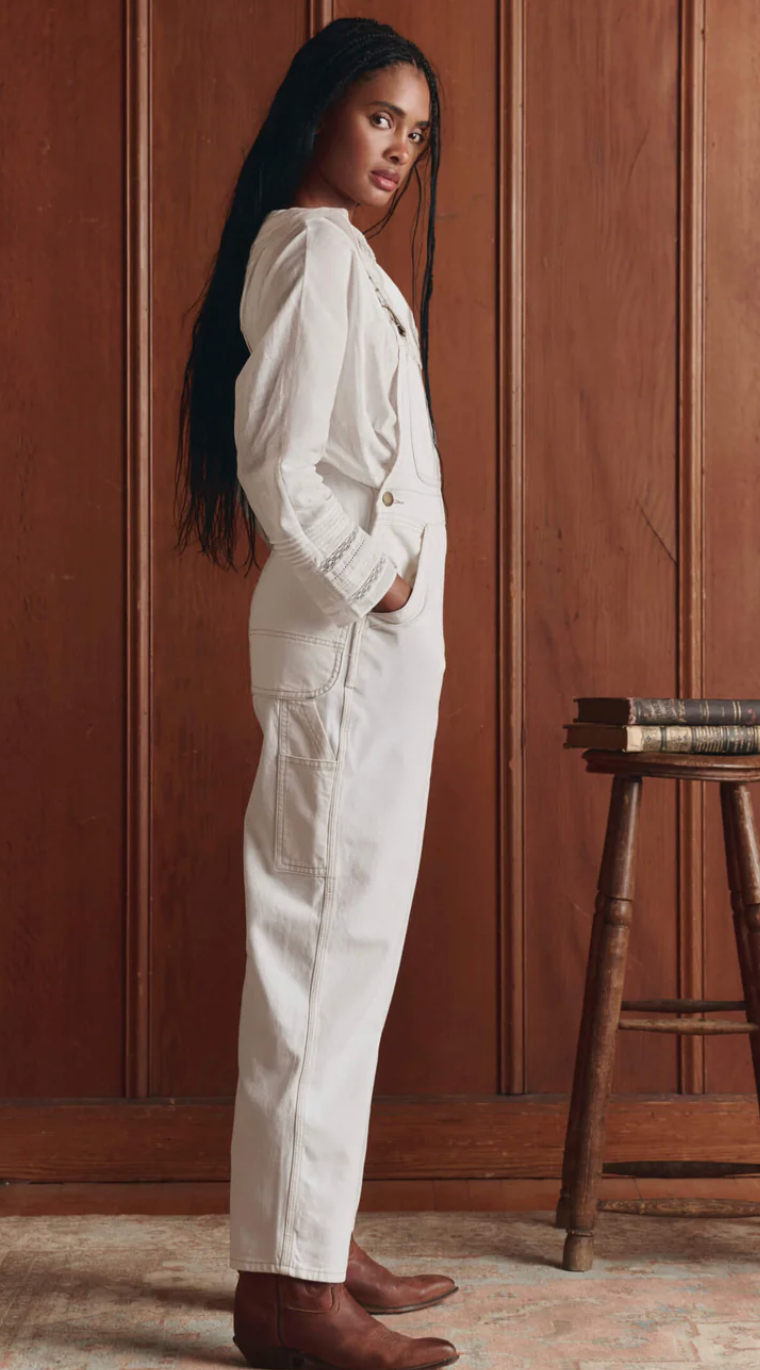 The Great. The Union Slim Overall in Wash White