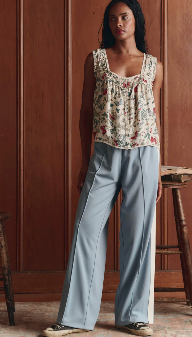 The Great. The Wide Leg Track Pant in Robin Blue