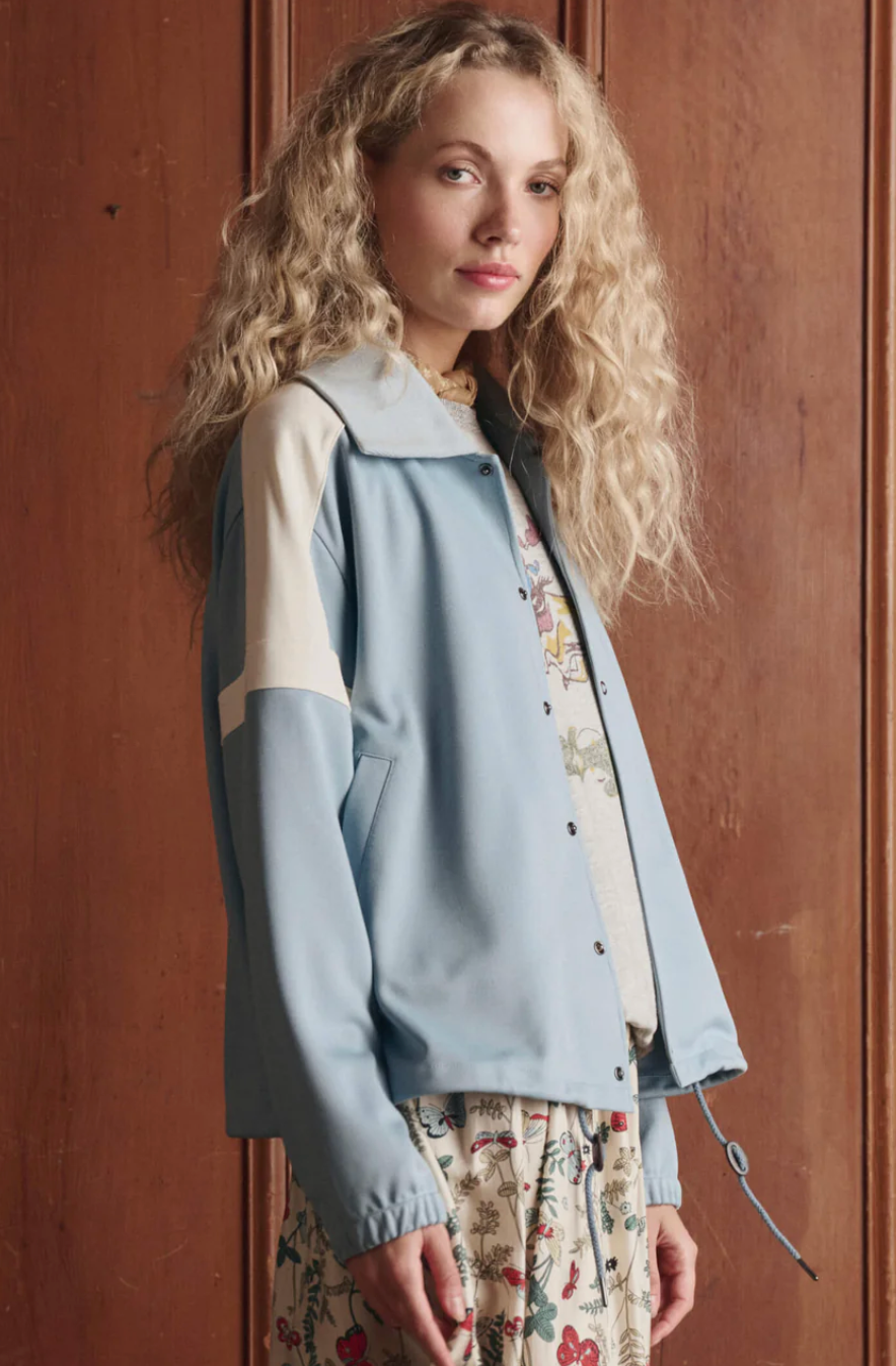The Great. The Trainer Jacket in Robin Blue