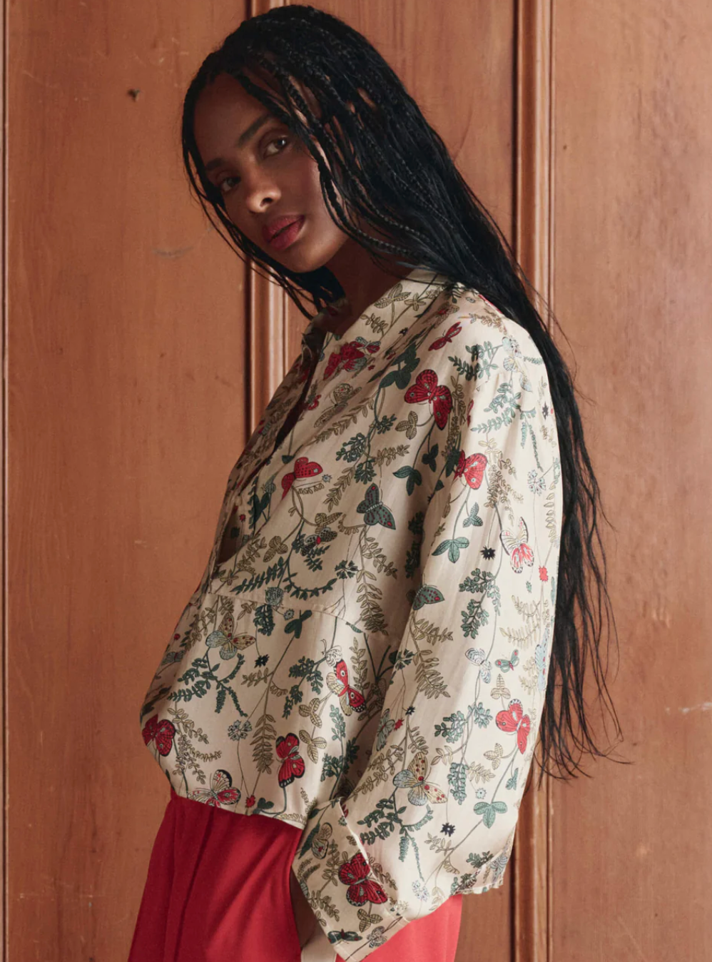 The Great. The Meadow Henley Top in Floating Butterfly