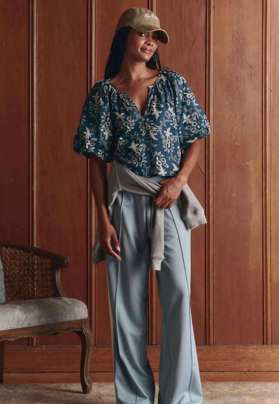 The Great. The Blythe Top in Indigo Bandana