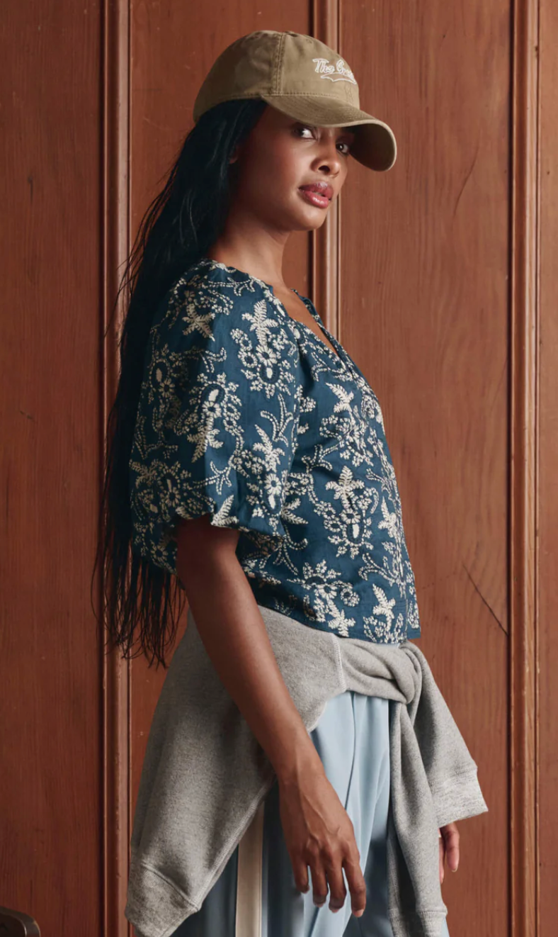 The Great. The Blythe Top in Indigo Bandana