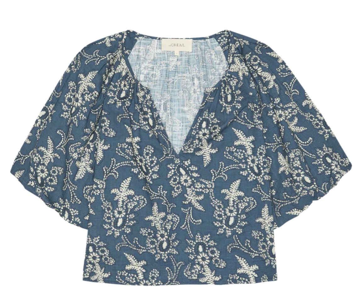 The Great. The Blythe Top in Indigo Bandana