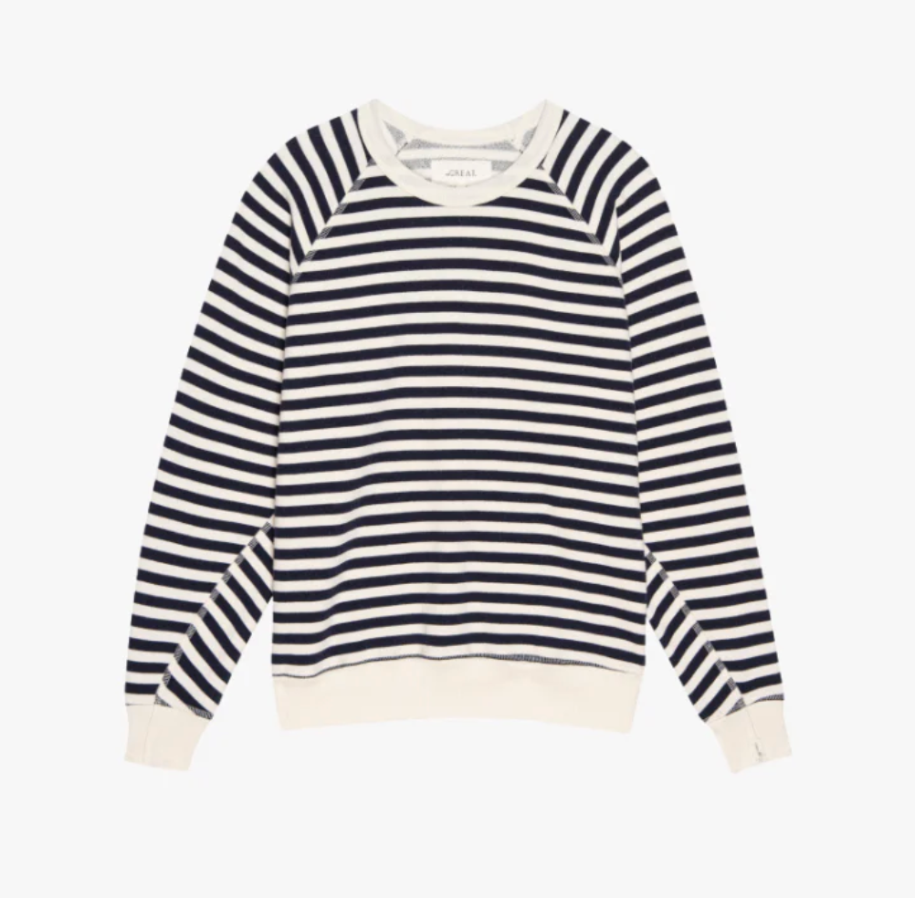 The Great. The College Sweatshirt in Navy Sailor Stripe