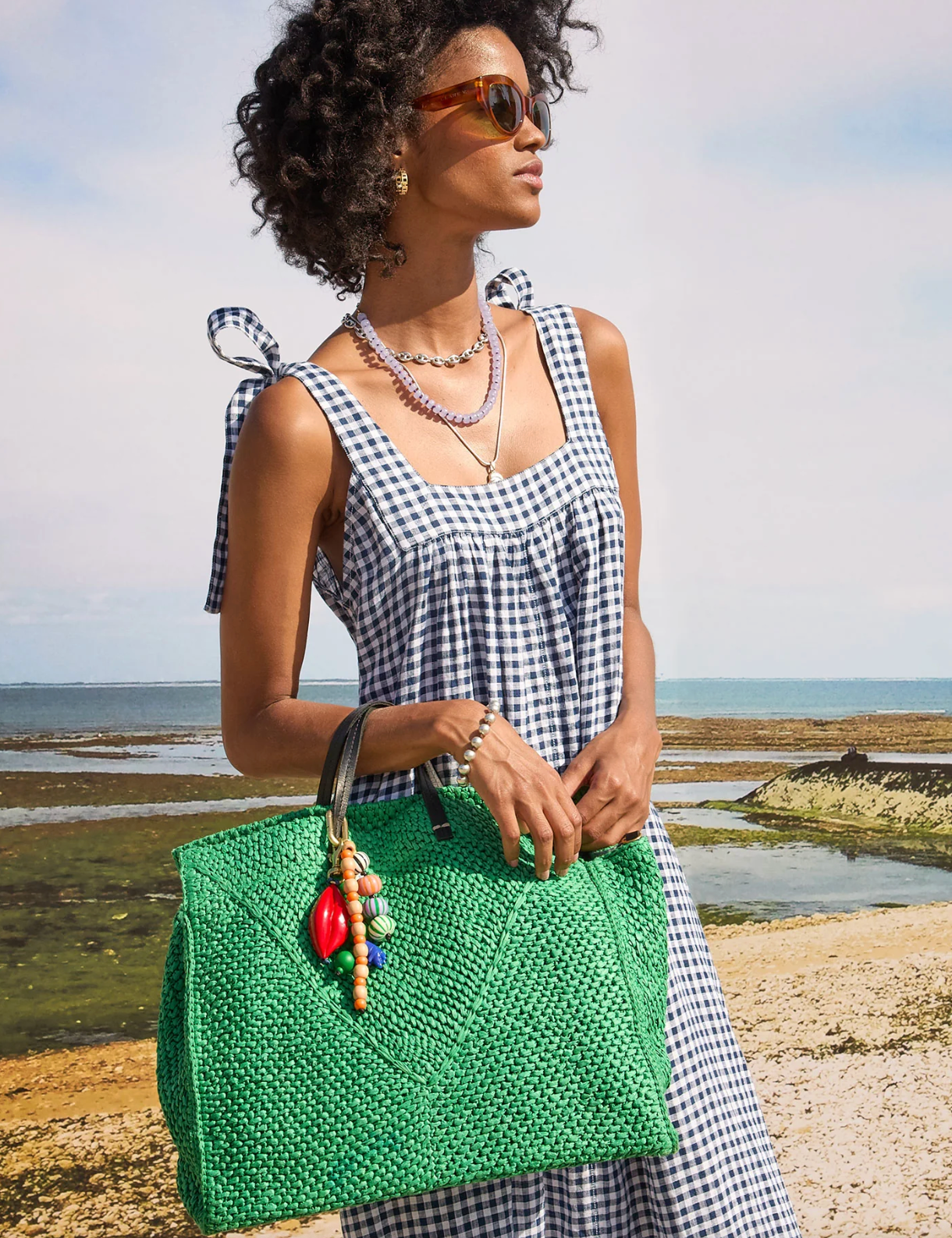 Clare V. Summer Simple Tote in Green Apple Raffia