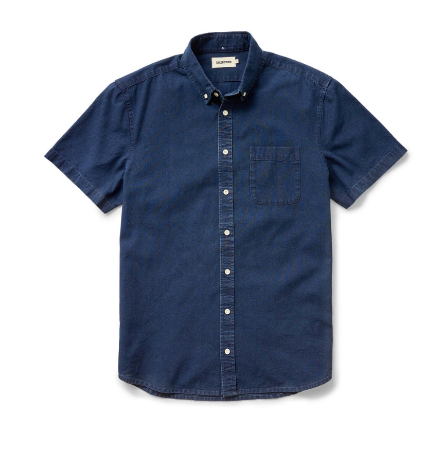 Taylor Stitch- The Short Sleeve Jack in Rinsed Indigo Oxford