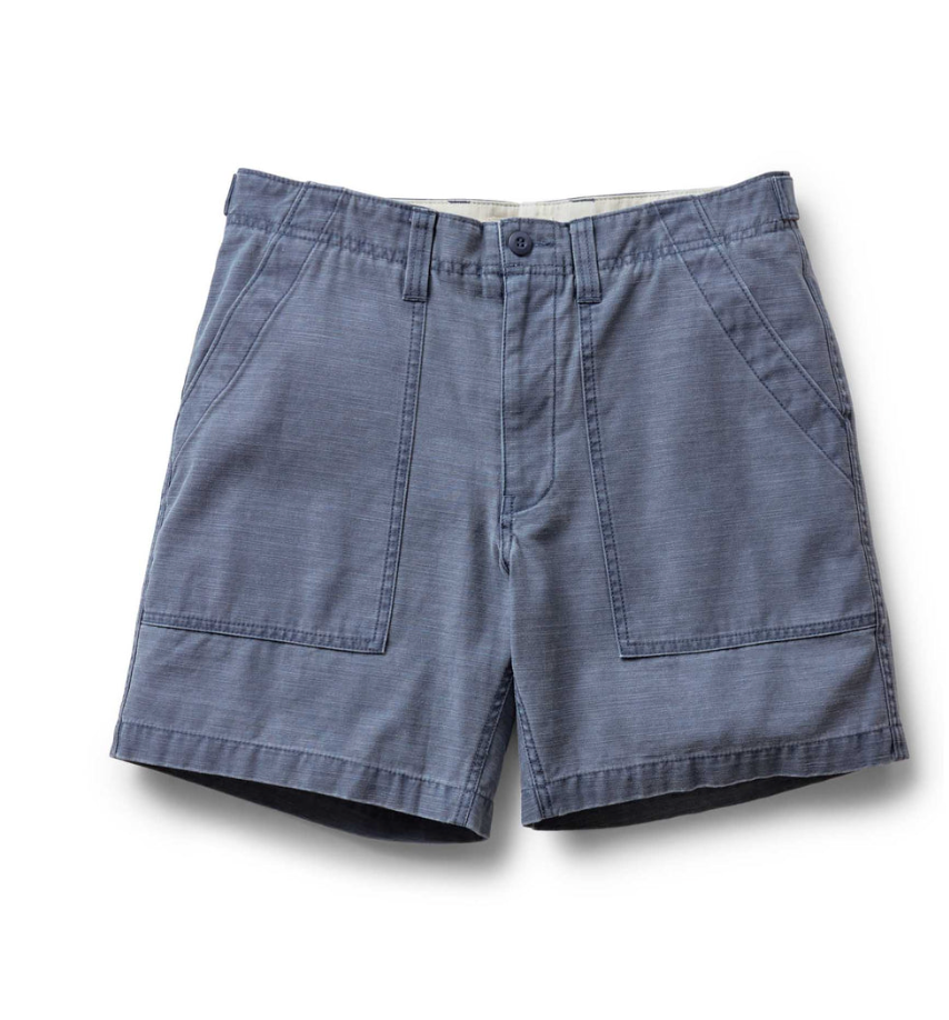 Taylor Stitch- The Surplus Short in Navy Reverse Sateen