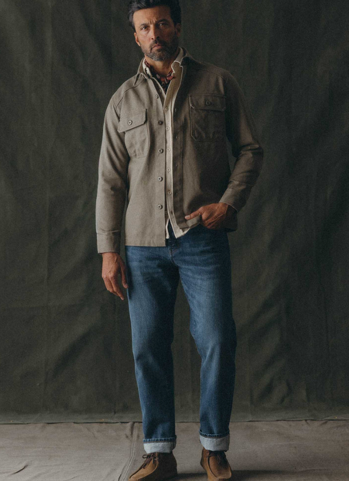 Taylor Stitch- The Shop Shirt in Stone Chipped Canvas