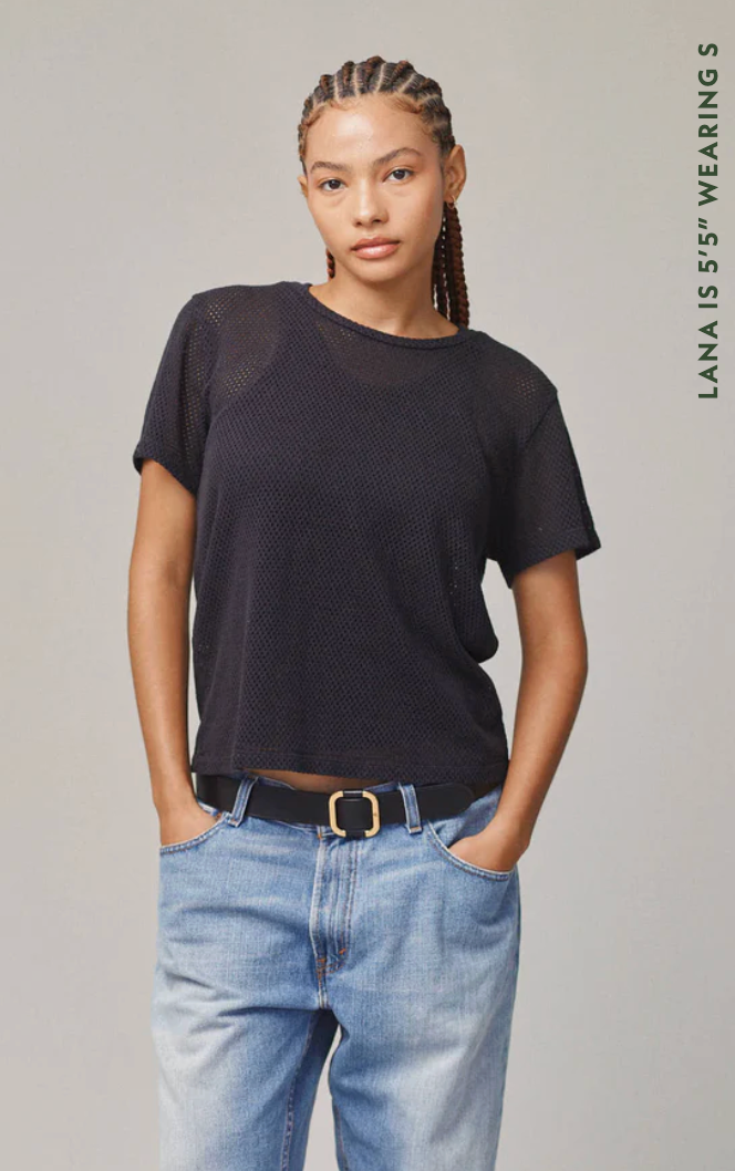 Jungmaven- Carmen Mesh Cropped Tee in Black