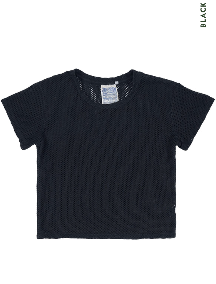 Jungmaven- Carmen Mesh Cropped Tee in Black