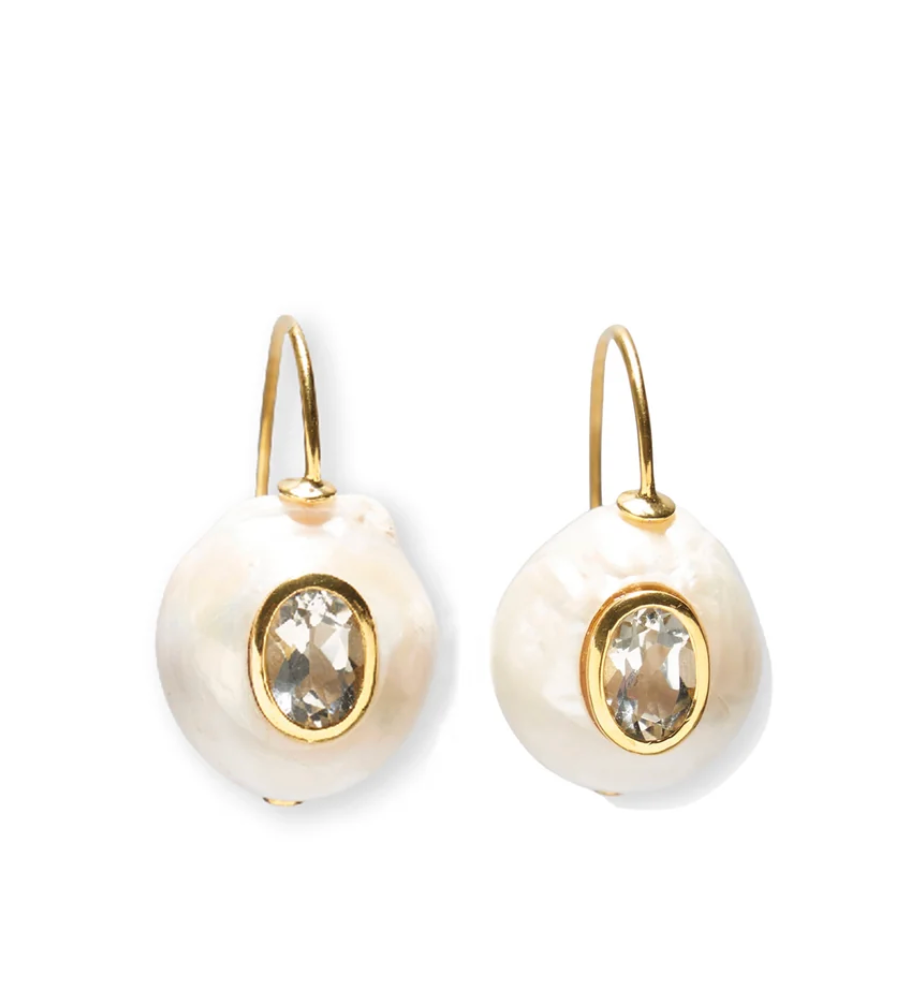 Lizzie Fortunato- Pearl Pablo Earrings in Green Amethyst
