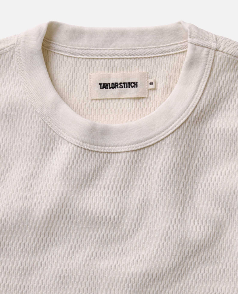 Taylor Stitch-The Organic Cotton Short Sleeve Crew in Vintage White Waffle