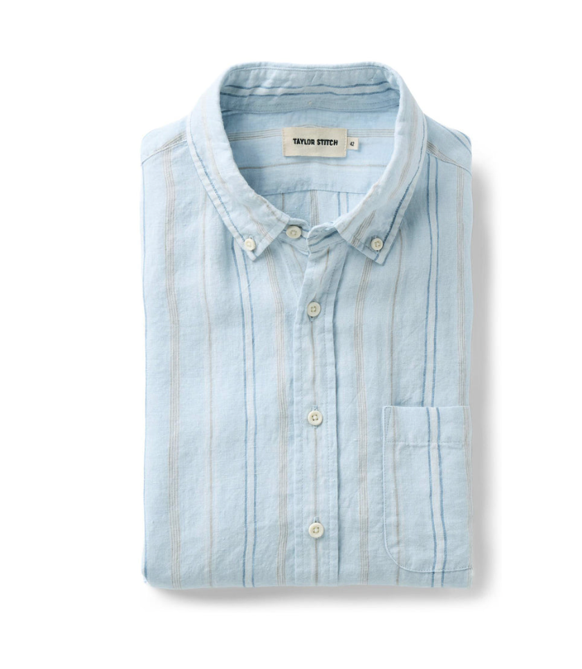 Taylor Stitch- The Jack in Blue Sky Stripe Linen