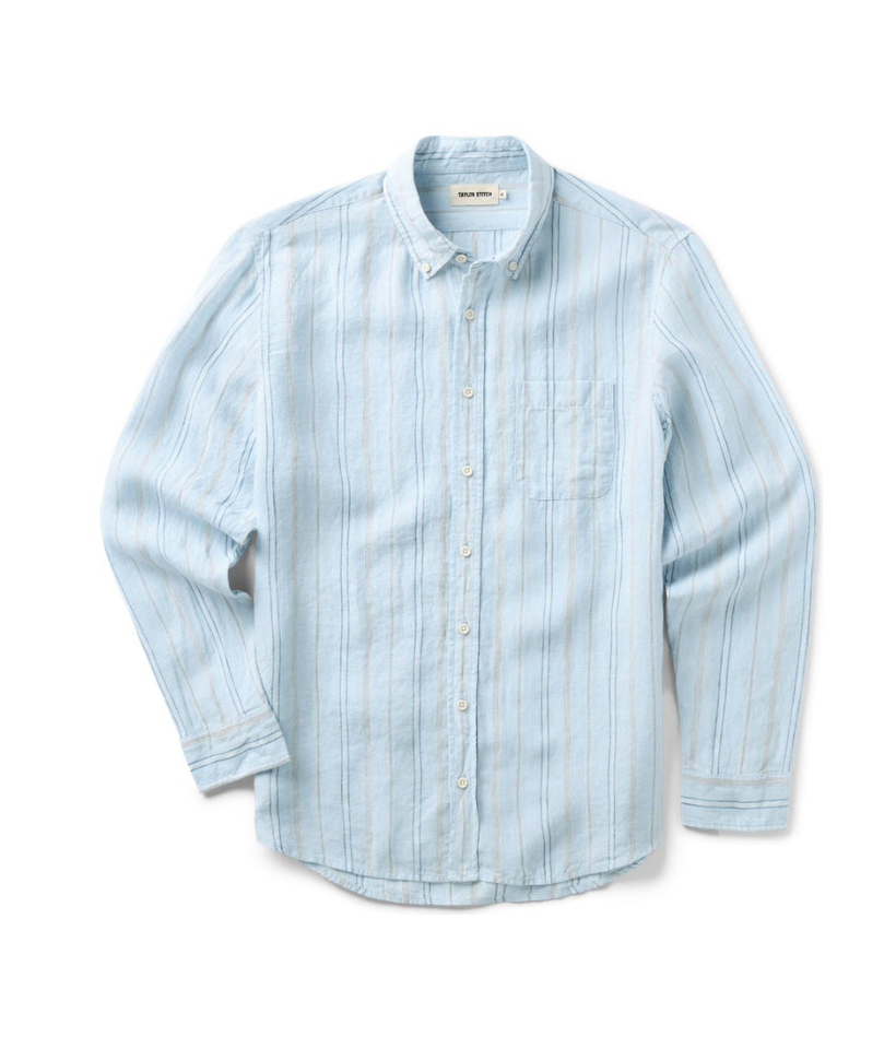 Taylor Stitch- The Jack in Blue Sky Stripe Linen