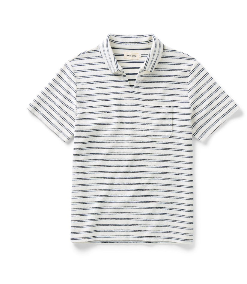 Taylor Stitch- The Meridian Polo in Marine Stripe