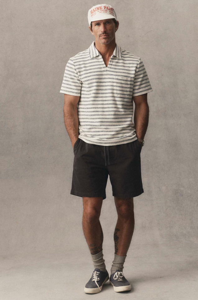 Taylor Stitch- The Meridian Polo in Marine Stripe