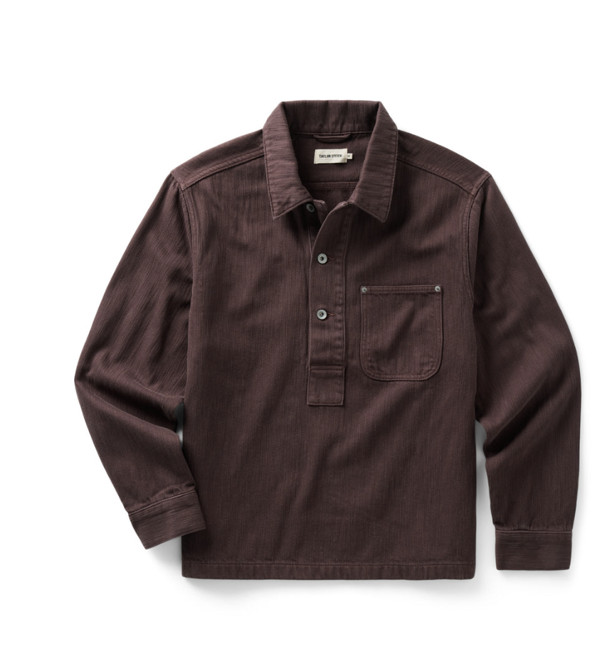 Taylor Stitch- The Milton Overshirt in Burgundy Slub Denim
