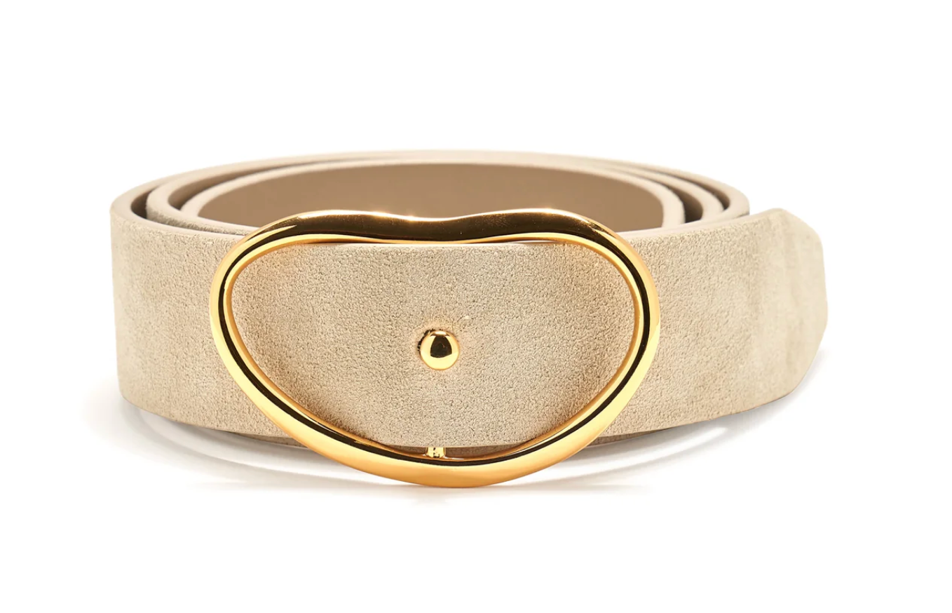 Lizzie Fortunato- Wide Georgia Belt in Light Stone Suede