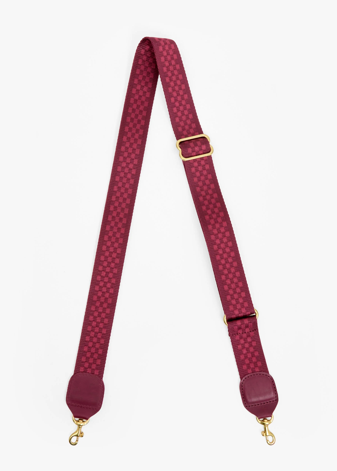 Clare V. Adjustable Crossbody Strap - Checkered in Plummy