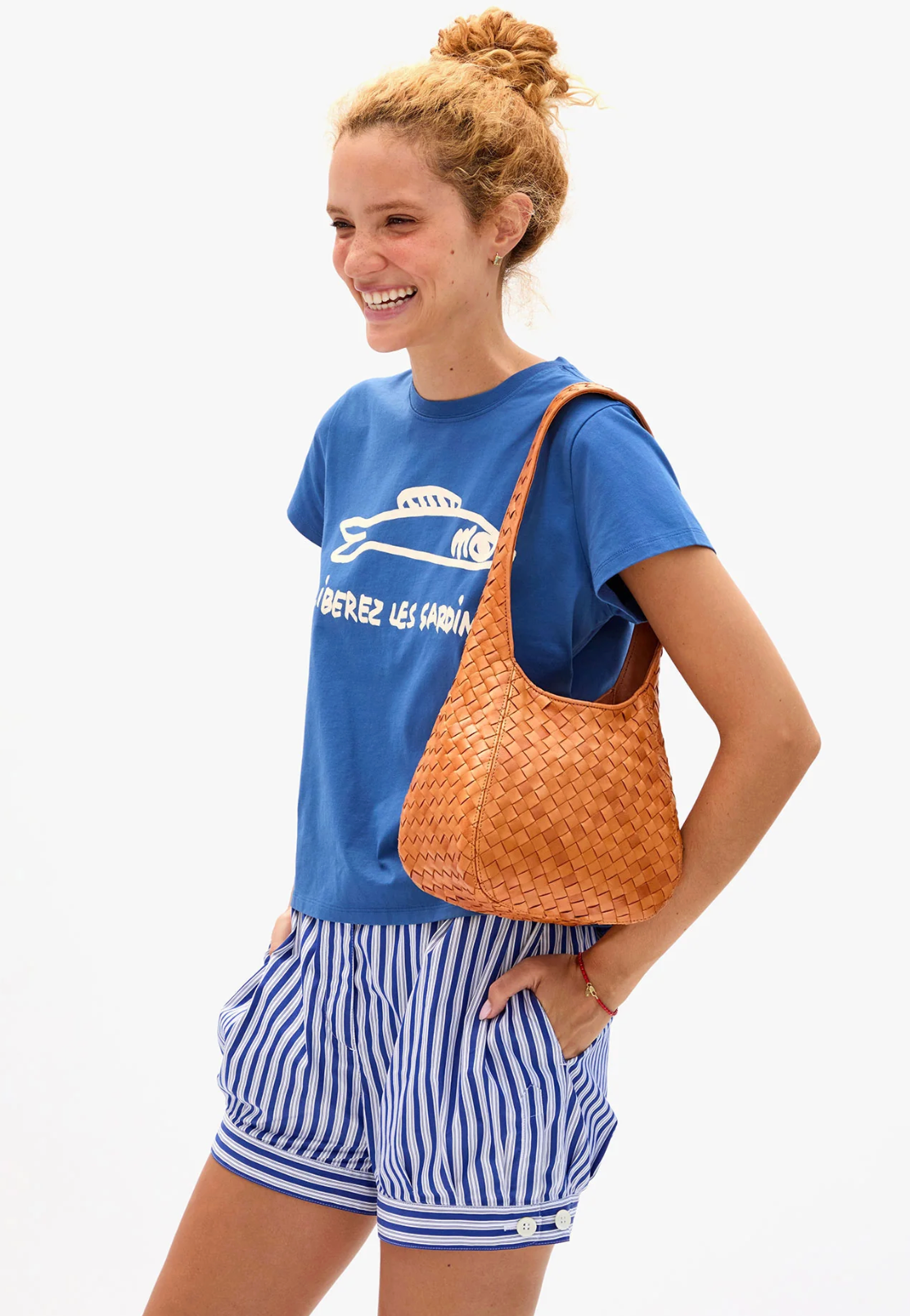 Clare V. Petit Bando - Medium Woven Diagonal in Natural