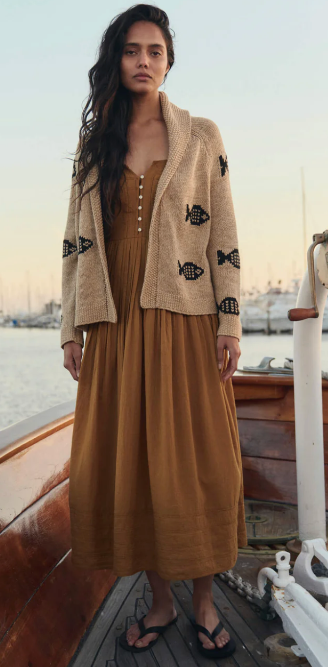 The Great. The Swimming Fish Lodge Cardigan in Natural