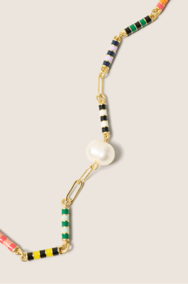 Clare V. Le Stripe Pearl Necklace
